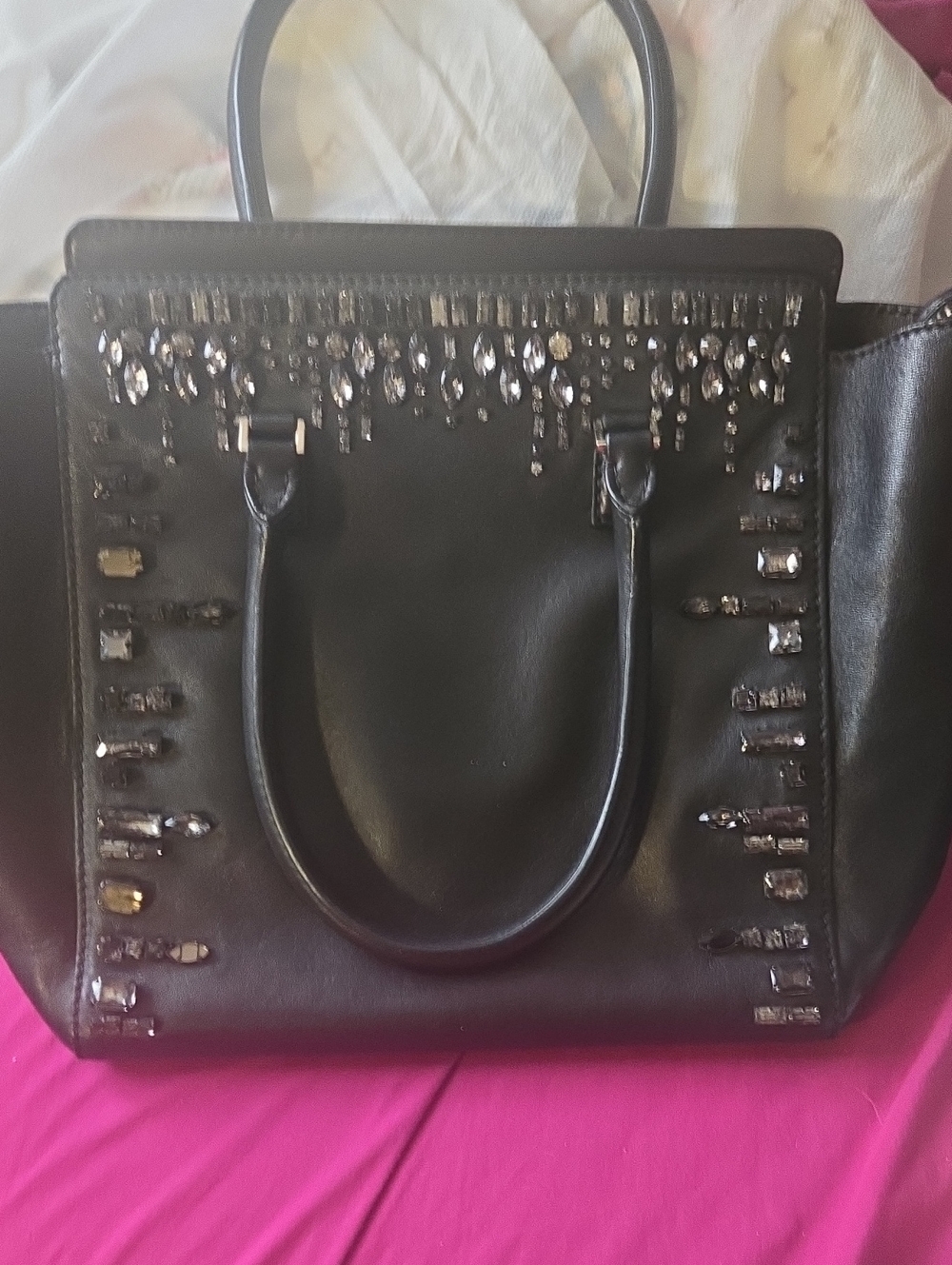 Valentino Black Bling Rhinestone/crystal Embellished Shoulder Bag. Like New.